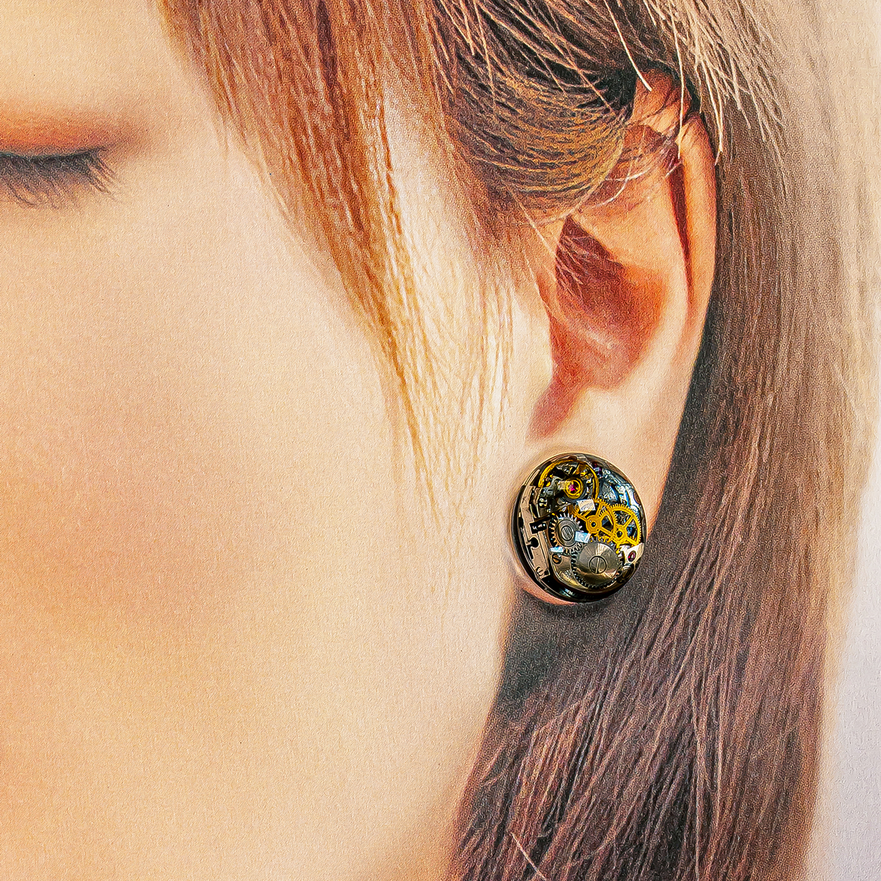 機械式時計のピアス＋ストールピン